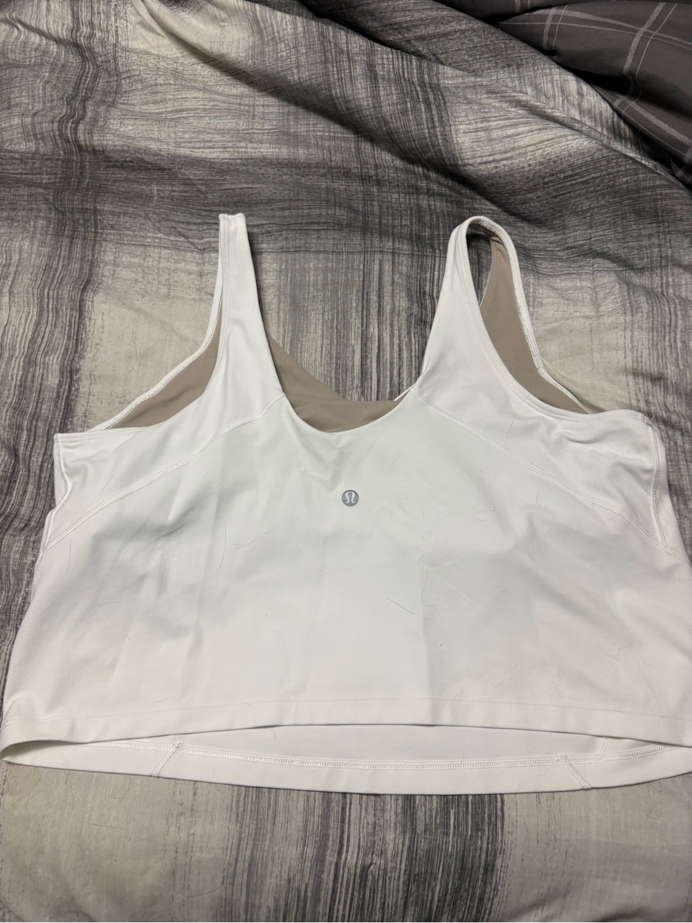 lululemon athletica White Crop Tank with Beige Lining